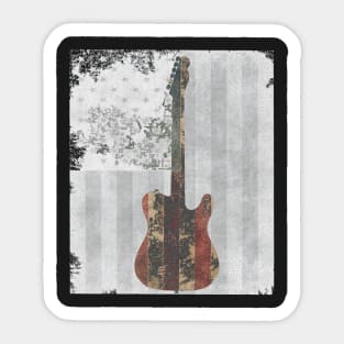 Telecaster With Rustic American Flag Background Sticker